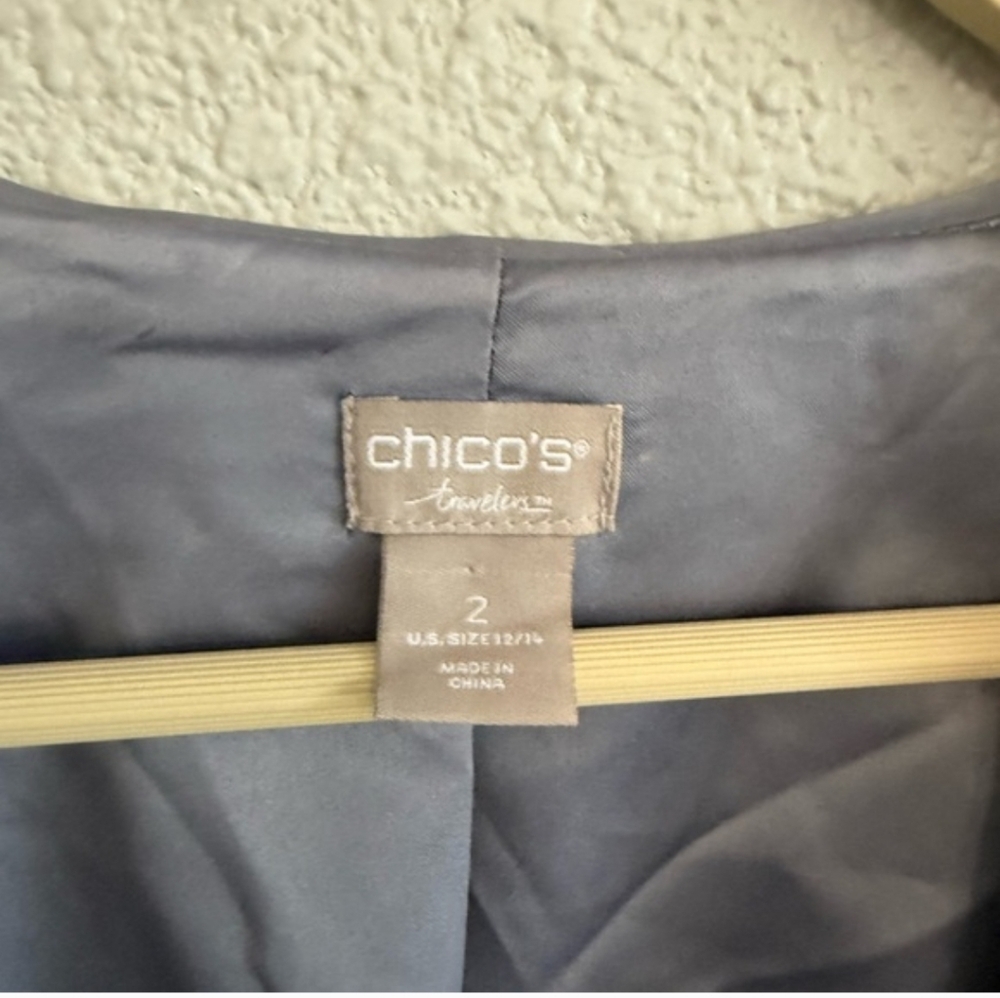 Chico's Open Front Sequin Jacket in Grey Size 2 (L/12) - Picture 3 of 5